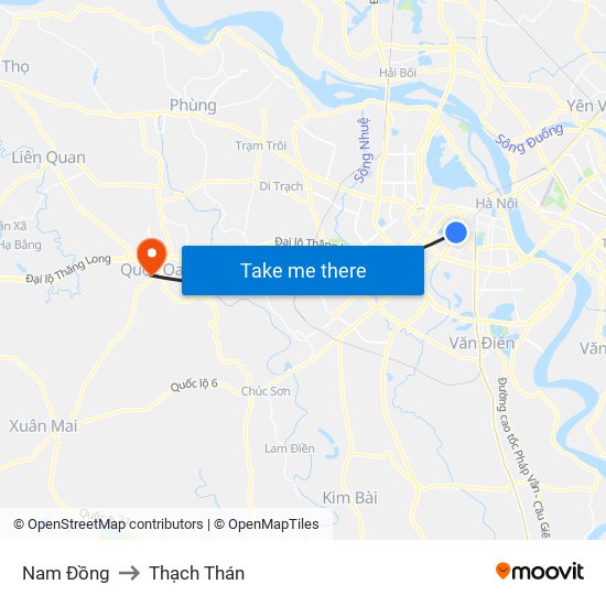 Nam Đồng to Thạch Thán map