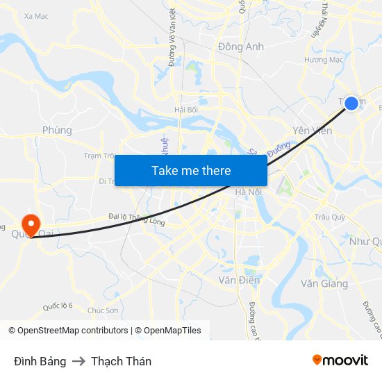 Đình Bảng to Thạch Thán map