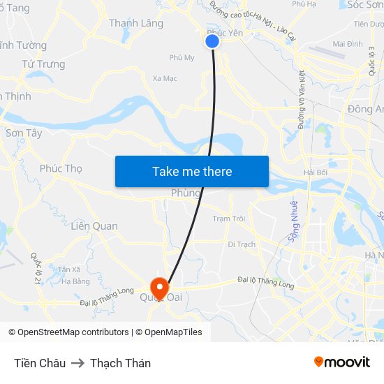 Tiền Châu to Thạch Thán map