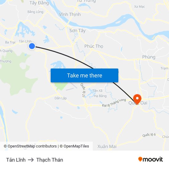 Tản Lĩnh to Thạch Thán map