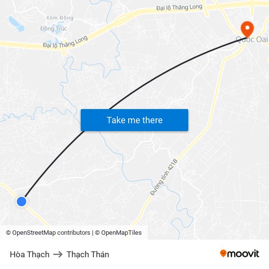 Hòa Thạch to Thạch Thán map