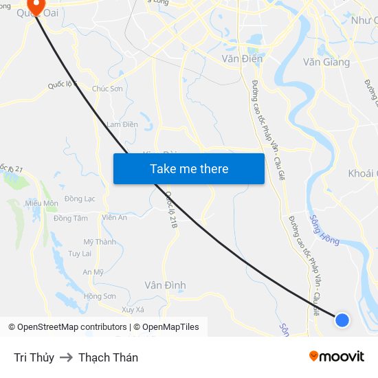 Tri Thủy to Thạch Thán map