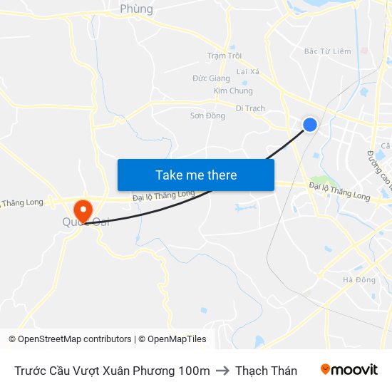 Trước Cầu Vượt Xuân Phương 100m to Thạch Thán map