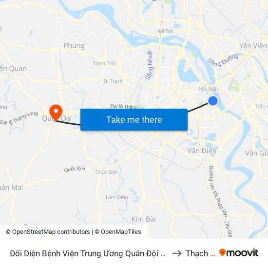 Đối Diện Bệnh Viện Trung Ương Quân Đội 108 - Trần Hưng Đạo to Thạch Thán map