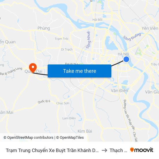 Trạm Trung Chuyển Xe Buýt Trần Khánh Dư (Khu Đón Khách) to Thạch Thán map