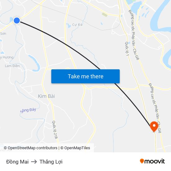 Đồng Mai to Thắng Lợi map