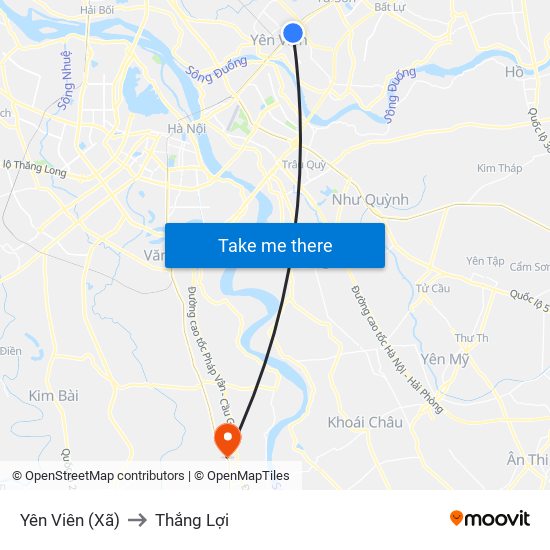 Yên Viên (Xã) to Thắng Lợi map