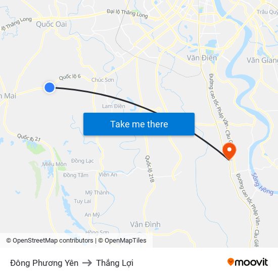 Đông Phương Yên to Thắng Lợi map