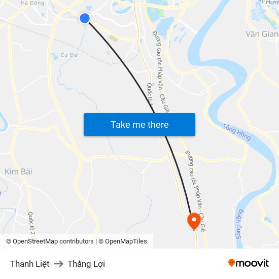 Thanh Liệt to Thắng Lợi map