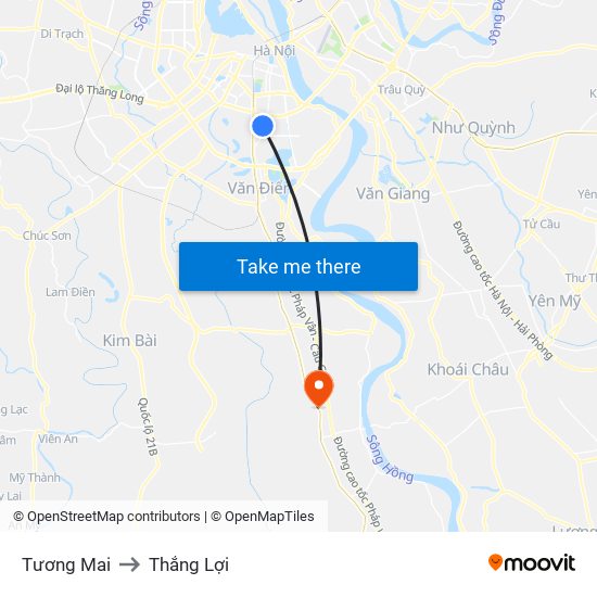 Tương Mai to Thắng Lợi map