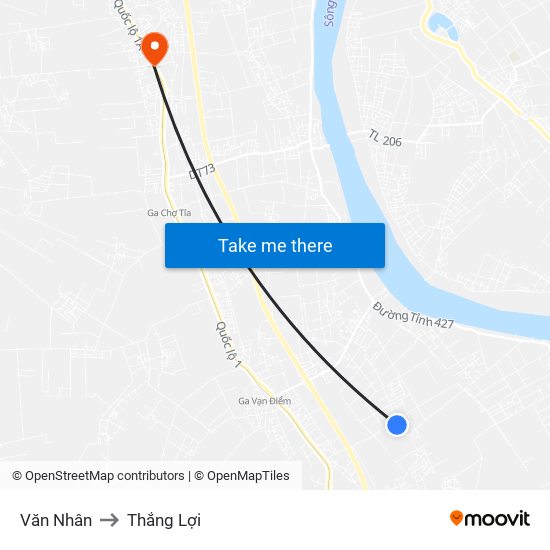 Văn Nhân to Thắng Lợi map