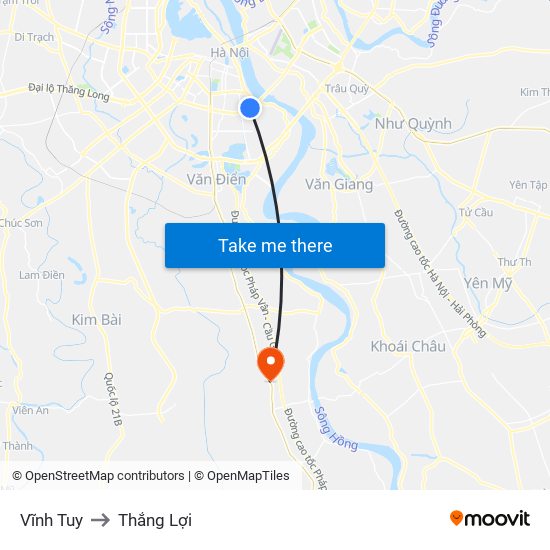 Vĩnh Tuy to Thắng Lợi map