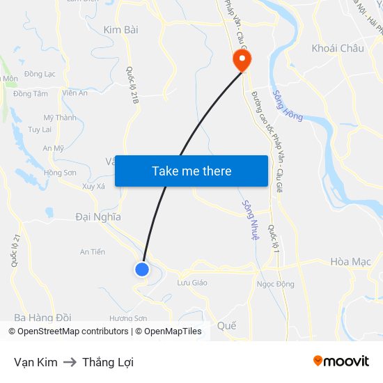 Vạn Kim to Thắng Lợi map