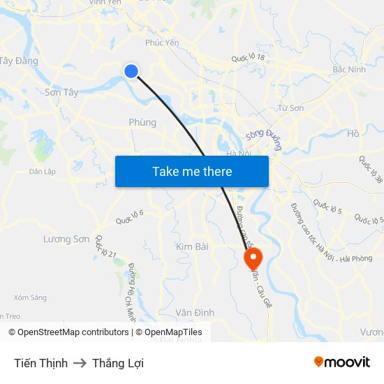 Tiến Thịnh to Thắng Lợi map