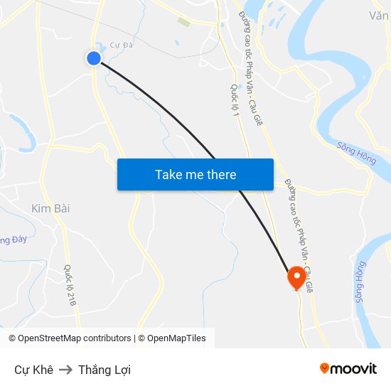 Cự Khê to Thắng Lợi map