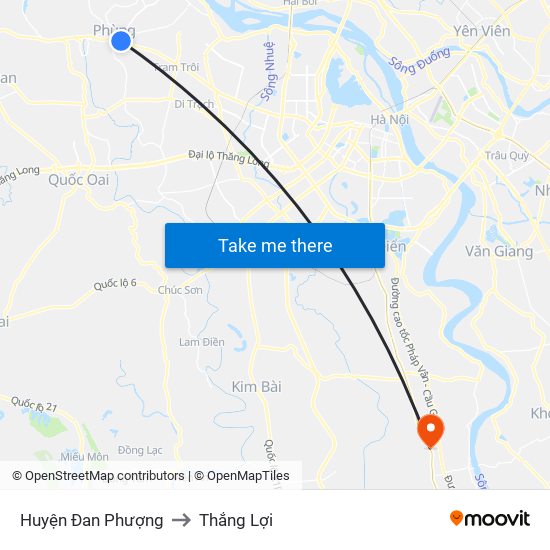 Huyện Đan Phượng to Thắng Lợi map