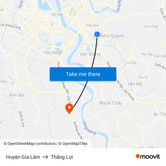 Huyện Gia Lâm to Thắng Lợi map