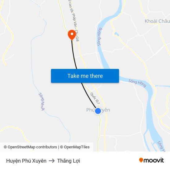 Huyện Phú Xuyên to Thắng Lợi map