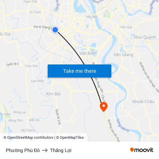 Phường Phú Đô to Thắng Lợi map