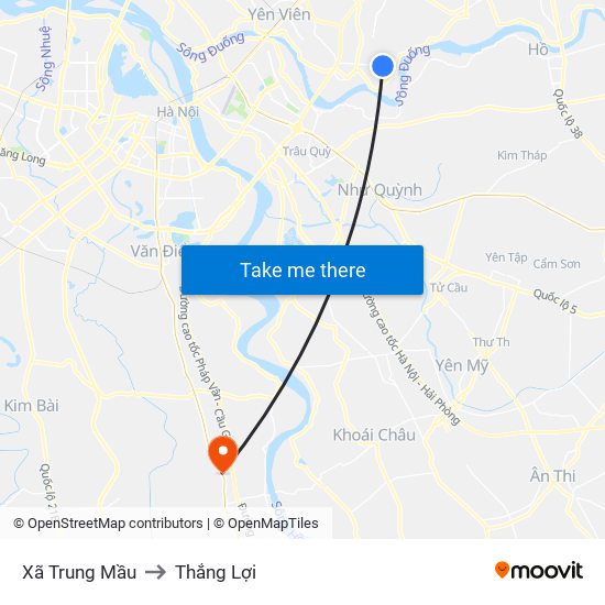 Xã Trung Mầu to Thắng Lợi map