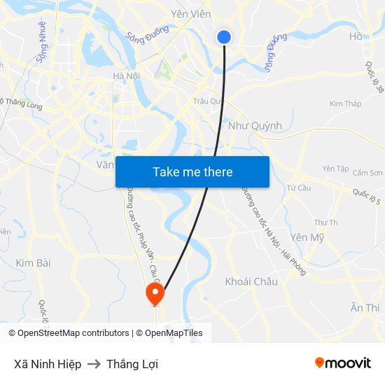 Xã Ninh Hiệp to Thắng Lợi map