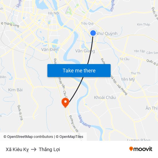 Xã Kiêu Kỵ to Thắng Lợi map