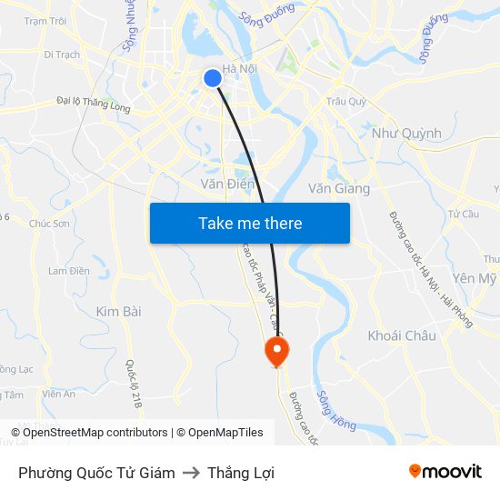 Phường Quốc Tử Giám to Thắng Lợi map