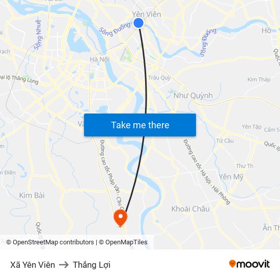 Xã Yên Viên to Thắng Lợi map