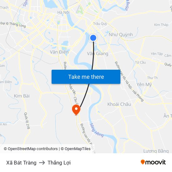 Xã Bát Tràng to Thắng Lợi map