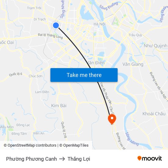 Phường Phương Canh to Thắng Lợi map