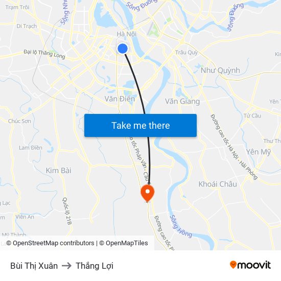Bùi Thị Xuân to Thắng Lợi map