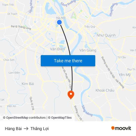 Hàng Bài to Thắng Lợi map