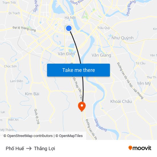 Phố Huế to Thắng Lợi map