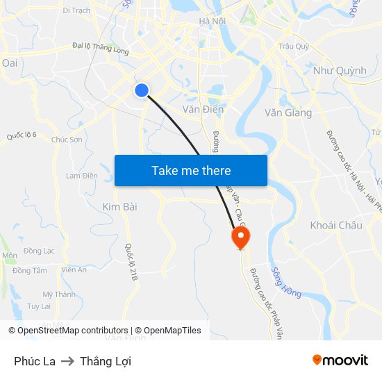 Phúc La to Thắng Lợi map