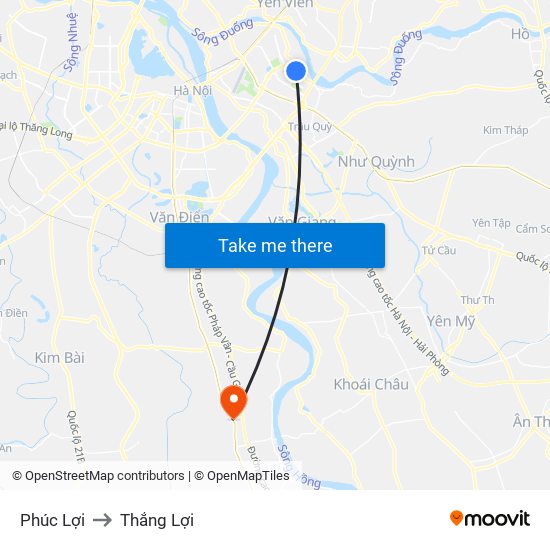 Phúc Lợi to Thắng Lợi map