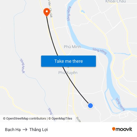 Bạch Hạ to Thắng Lợi map