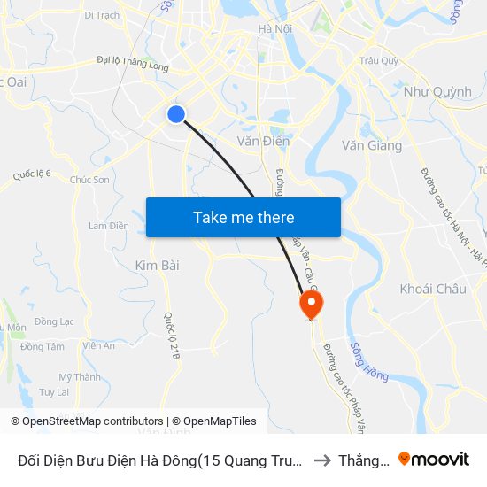 Đối Diện Bưu Điện Hà Đông(15 Quang Trung Hà Đông) to Thắng Lợi map