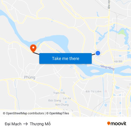 Đại Mạch to Thượng Mỗ map