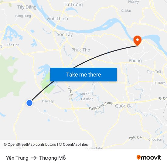 Yên Trung to Thượng Mỗ map