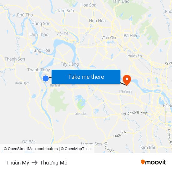 Thuần Mỹ to Thượng Mỗ map