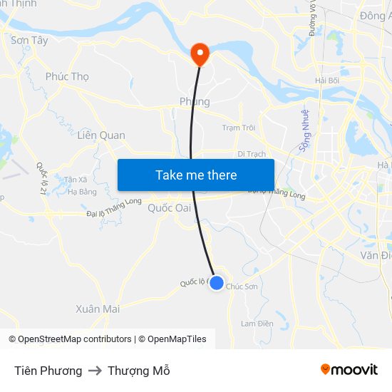 Tiên Phương to Thượng Mỗ map