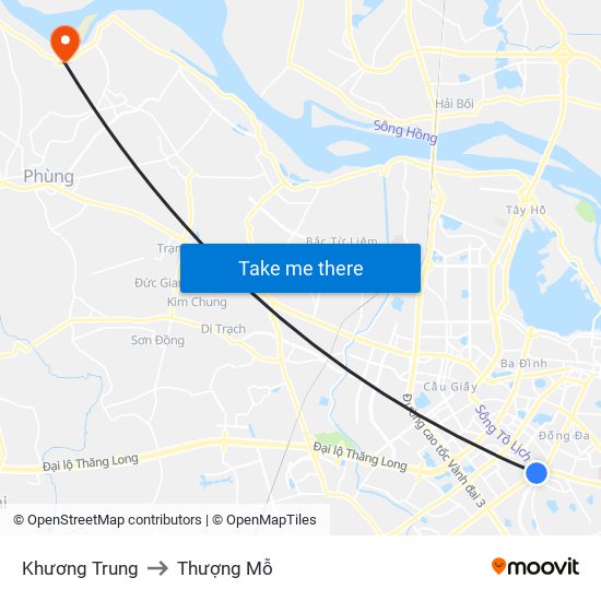 Khương Trung to Thượng Mỗ map