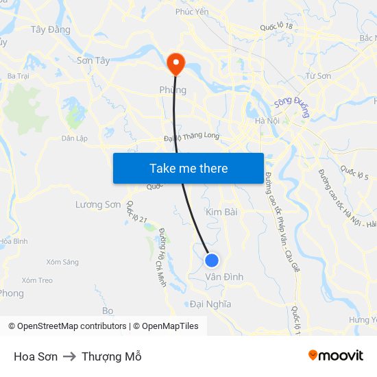 Hoa Sơn to Thượng Mỗ map