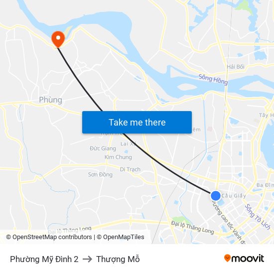 Phường Mỹ Đình 2 to Thượng Mỗ map