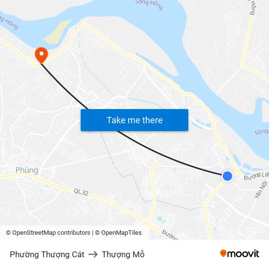 Phường Thượng Cát to Thượng Mỗ map