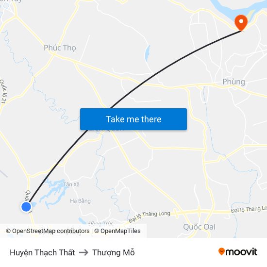 Huyện Thạch Thất to Thượng Mỗ map