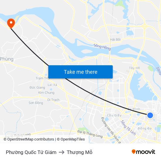 Phường Quốc Tử Giám to Thượng Mỗ map