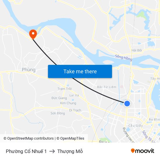 Phường Cổ Nhuế 1 to Thượng Mỗ map