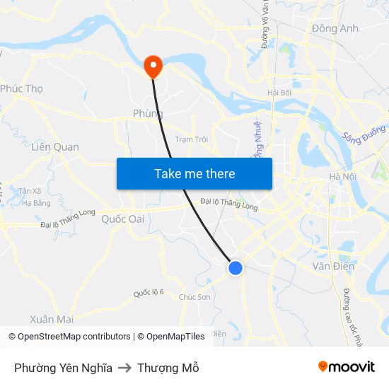 Phường Yên Nghĩa to Thượng Mỗ map