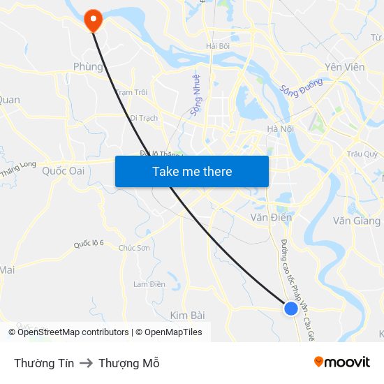 Thường Tín to Thượng Mỗ map